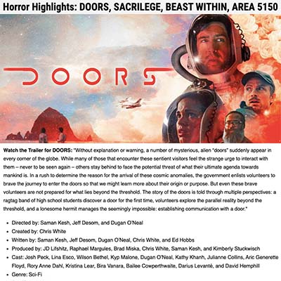 Horror Highlights: DOORS, SACRILEGE, BEAST WITHIN, AREA 5150